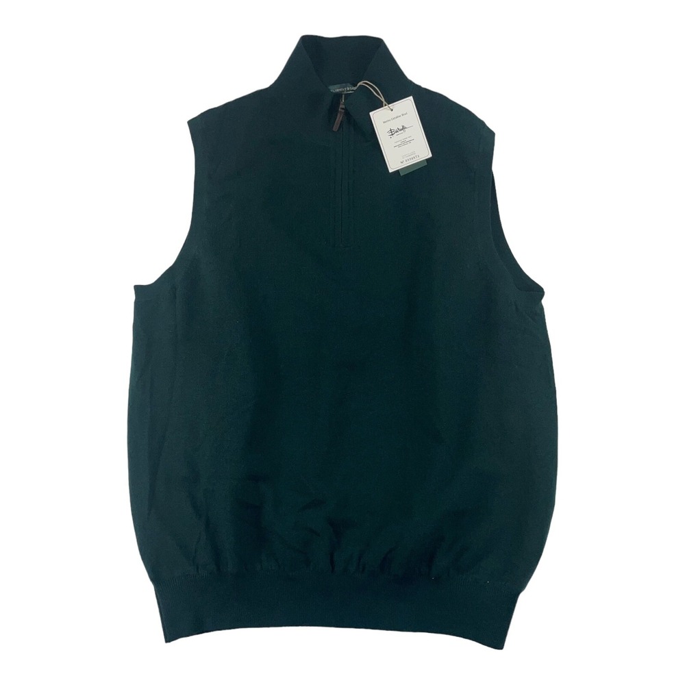 Fairway & Green Baruffa Merino‎ Windproof Green Zip Vest Size Mens M NWT